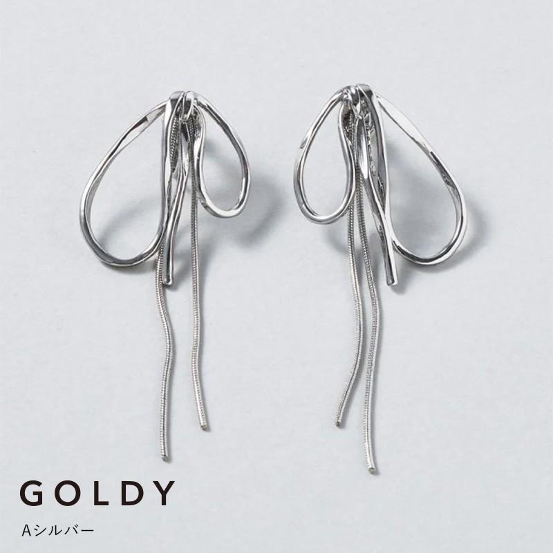 【即納】ドループ メタル チェーン リボン イヤリング GOLDY ゴールディ 2240702 goldy アクセサリー レディース 女性 シルバー ゴールド アレルギー対応 | GOLDY | 01