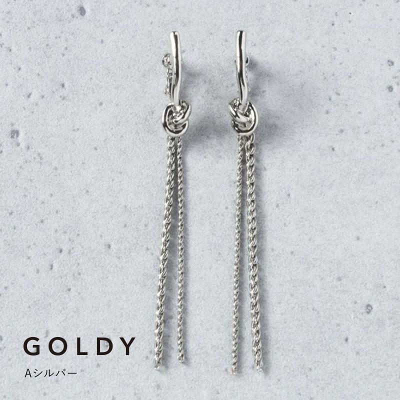 メタル ノット × ロング チェーン イヤリング GOLDY ゴールディ 2240705 goldy アクセサリー レディース 女性 シルバー ゴールド マット 艶消し | GOLDY | 01