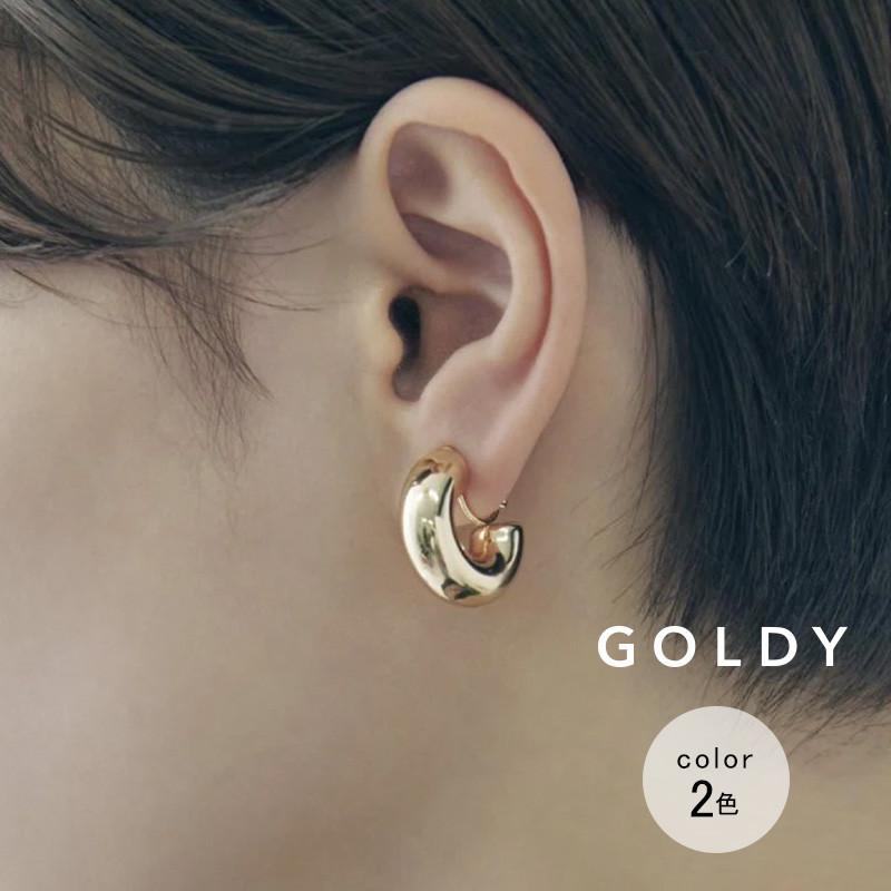 パイプ ライン ミドル フープ イヤリング GOLDY ゴールディ 2240709 goldy アクセサリー レディース 女性 シルバー ライトゴールド goldy イヤリング | GOLDY