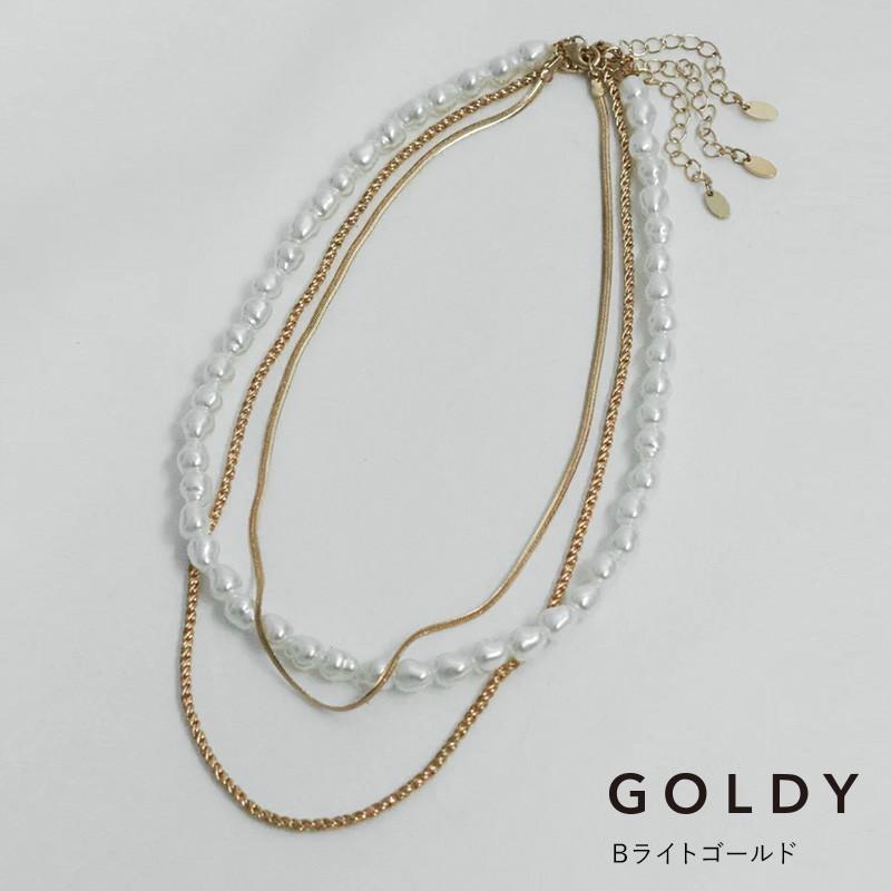 パール × チェーン マルチ レイヤード ネックレス GOLDY ゴールディ 3221111 goldy アクセサリー レディース パールネックレス セット シルバー ゴールド | GOLDY | 02