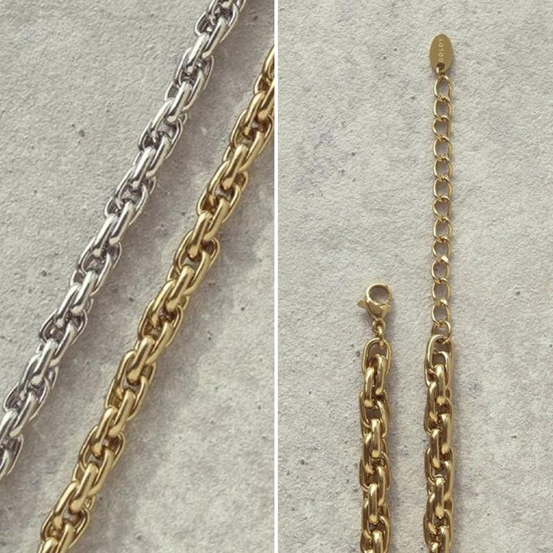 オーバーラップ チェーン ステンレス ネックレス GOLDY ゴールディ 3230211 レディース チェーンネックレス チェーンのみ アレルギー対応 シルバー ゴールド | GOLDY | 10