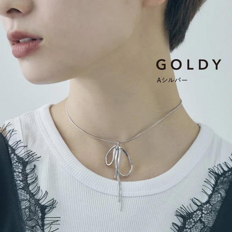 ドループ メタル チェーン リボン ネックレス GOLDY ゴールディ 3240703 goldy アクセサリー レディース ロングネックレス シルバー ゴールド goldy ネックレス | GOLDY | 01