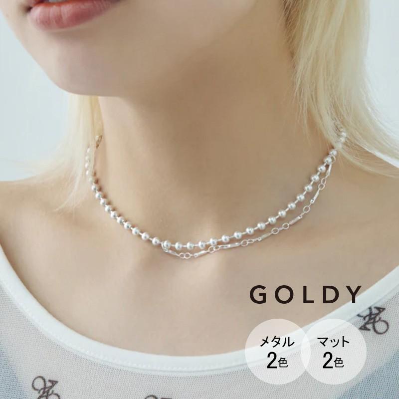 メタル ボール アシンメトリー ネックレス GOLDY ゴールディ 3240704 goldy アクセサリー レディース ネックレス ボールチェーン 調節可能 シルバー ゴールド | GOLDY
