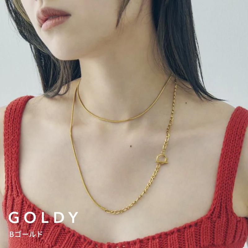 スイッチング チェーン マンテル ロング ステンレス ネックレス GOLDY ゴールディ 3240710 レディース goldy ネックレス アレルギー対応 シルバー ゴールド | GOLDY | 02