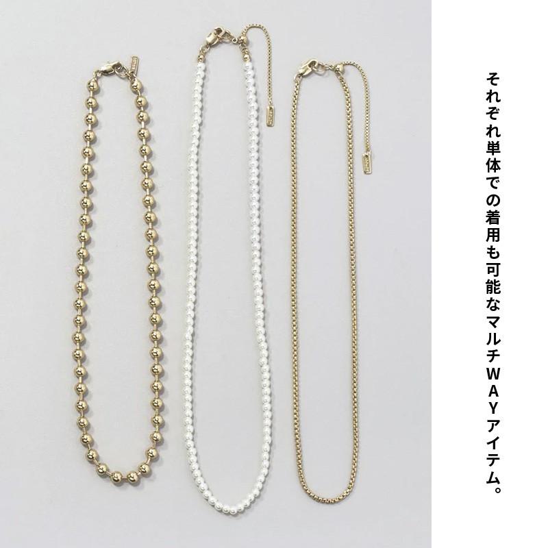 ボール チェーン × パール マルチ レイヤード ネックレス GOLDY ゴールディ 3241108 goldy アクセサリー レディース 3本セットネックレス シルバー ゴールド | GOLDY | 04