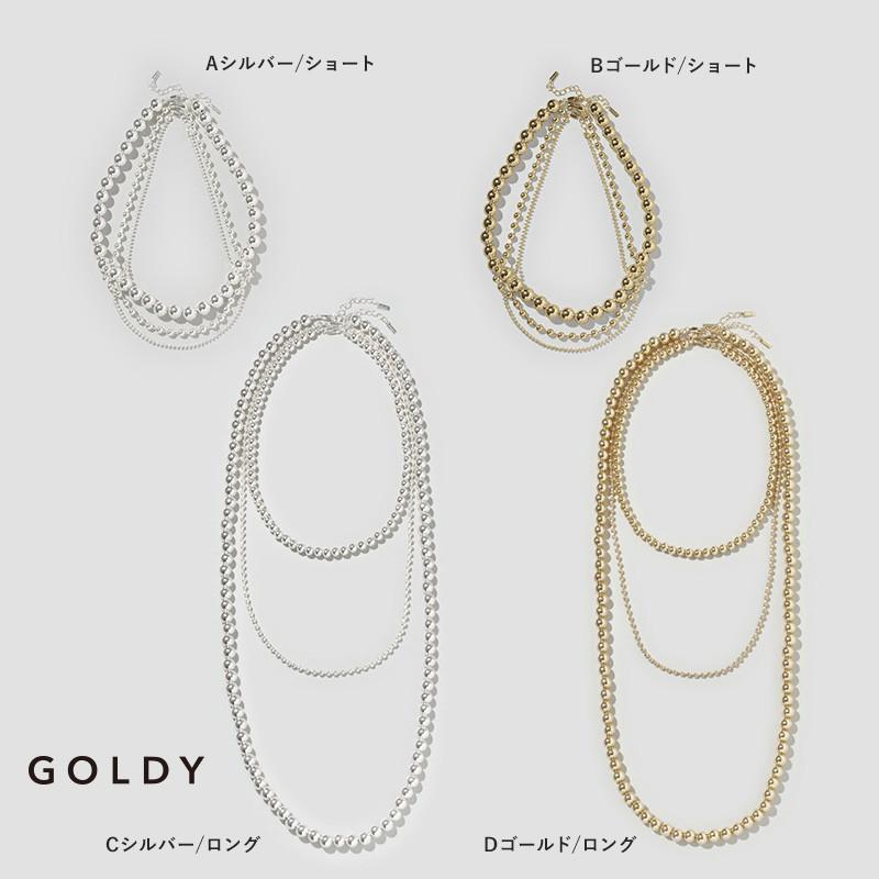 ビッグ バブル メタル ネックレス GOLDY ゴールディ 3250804 goldy アクセサリー レディース ボールネックレス 3本セット シルバー ライトゴールド | GOLDY | 16