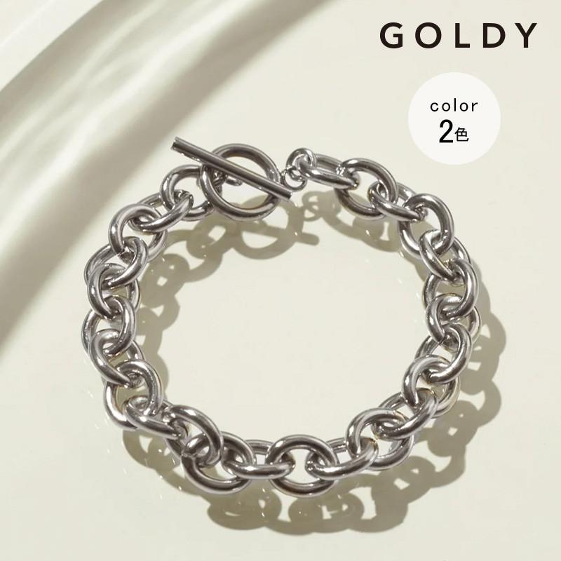 オーバル チェーン マンテル ステンレス ブレスレット GOLDY ゴールディ 4240418 goldy アクセサリー レディース シルバー ゴールド goldy ブレスレット | GOLDY
