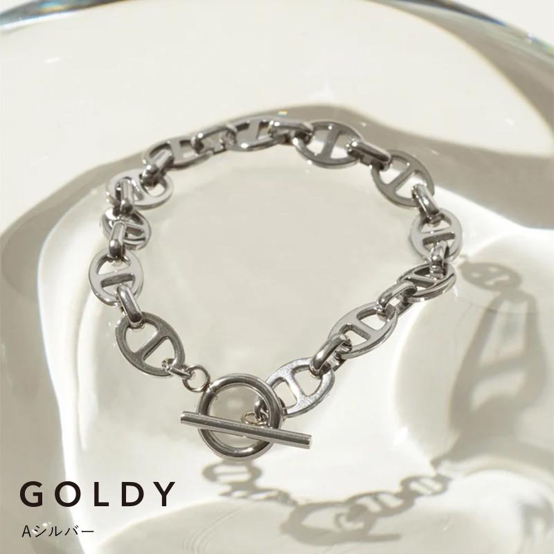 アンカー チェーン マンテル ステンレス ブレスレット GOLDY ゴールディ 4240420 goldy アクセサリー レディース 女性 シルバー ゴールド メタル | GOLDY | 01