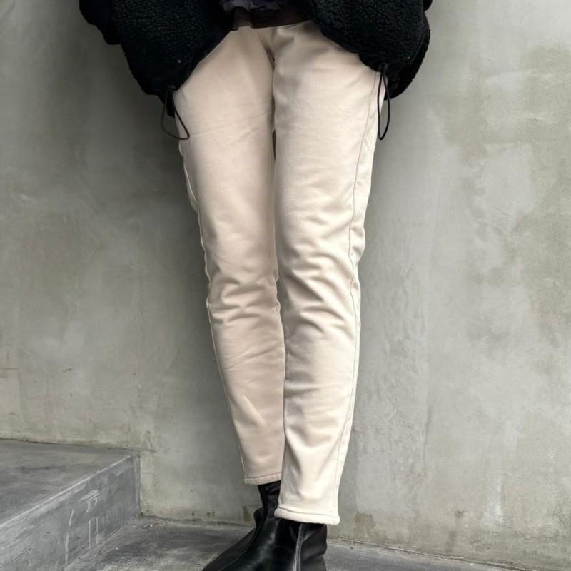 【SALE】裏起毛テーパードパンツ  flamingo firm フラミンゴファーム 510094 レディース フルレングス ストレッチ Mサイズ Sサイズ オフベージュ 黒 ブラック | flamingo firm