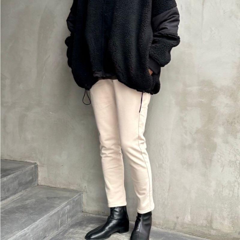 【SALE】裏起毛テーパードパンツ  flamingo firm フラミンゴファーム 510094 レディース フルレングス ストレッチ Mサイズ Sサイズ オフベージュ 黒 ブラック | flamingo firm | 05