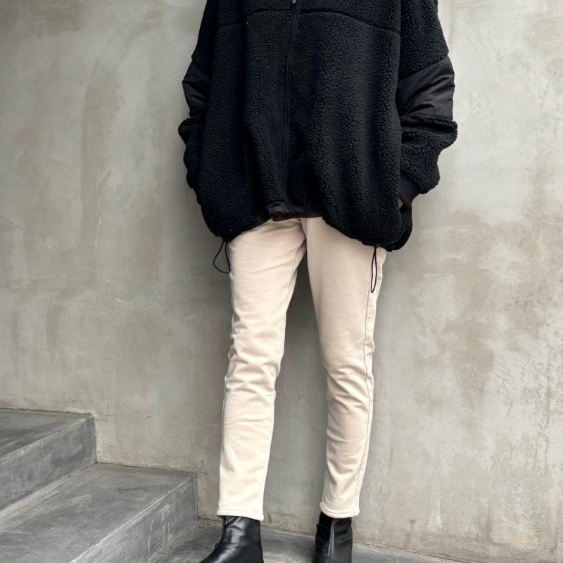 【SALE】裏起毛テーパードパンツ  flamingo firm フラミンゴファーム 510094 レディース フルレングス ストレッチ Mサイズ Sサイズ オフベージュ 黒 ブラック | flamingo firm | 06