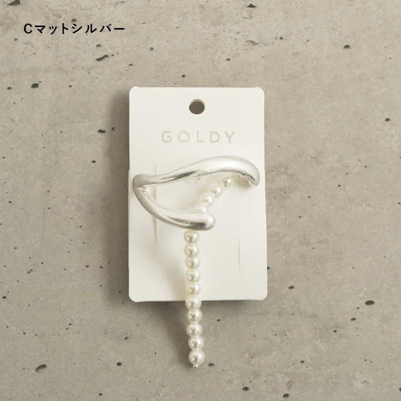 メタルライン ハング パール ヘアカフ GOLDY ゴールディ 6230602 goldy ヘアアクセサリー ヘアーカフ ポニーフック メタル シルバー ゴールド マット | GOLDY | 03