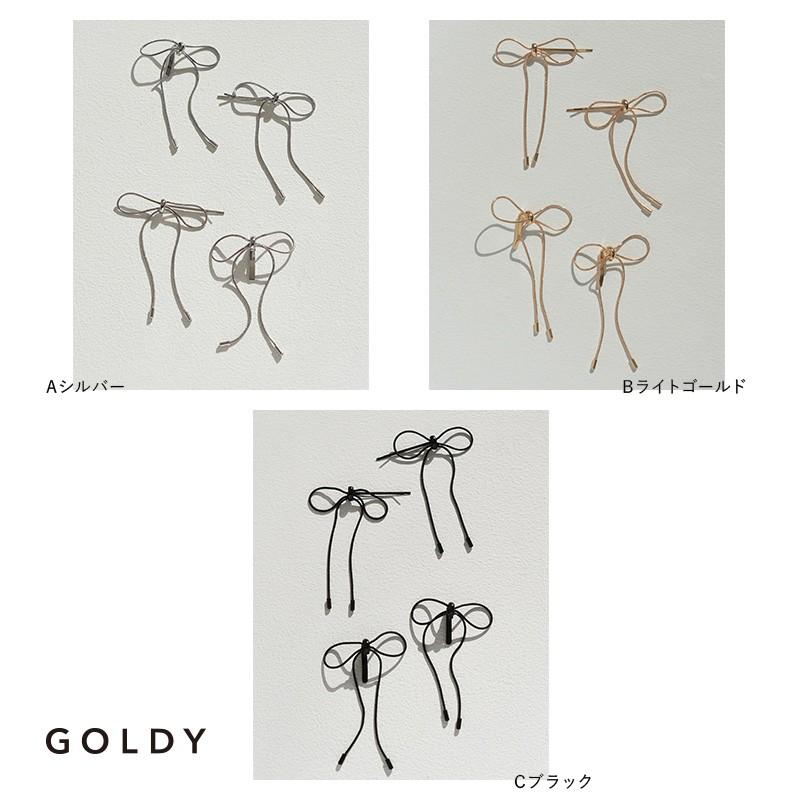 コード ミニ リボン へアカフ & ヘアピン GOLDY ゴールディ 6240101 goldy ヘアアクセサリー レディース 女性 大人 カジュアル シルバー ゴールド ブラック | GOLDY | 11