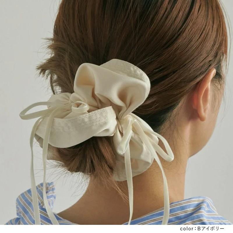 リボン ハング ビッグ シュシュ GOLDY ゴールディ 6240201 goldy  ヘアアクセサリー レディース ヘアゴム リボン サテン ピンク アイボリー ブラック レッド | GOLDY | 07