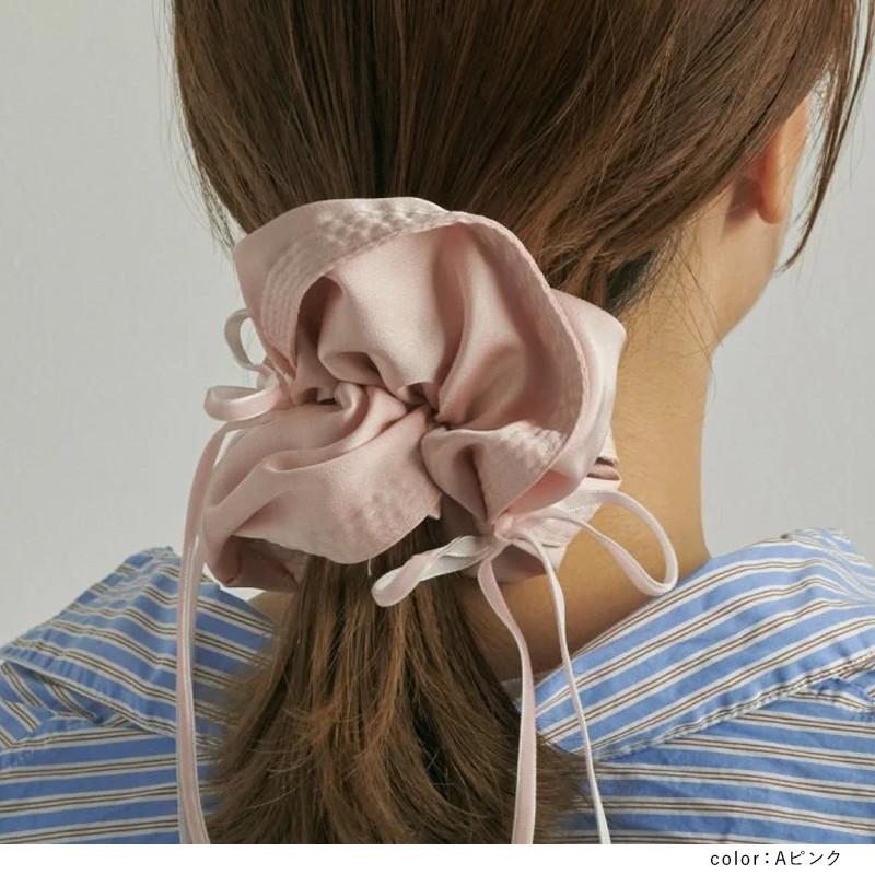 リボン ハング ビッグ シュシュ GOLDY ゴールディ 6240201 goldy  ヘアアクセサリー レディース ヘアゴム リボン サテン ピンク アイボリー ブラック レッド | GOLDY | 08