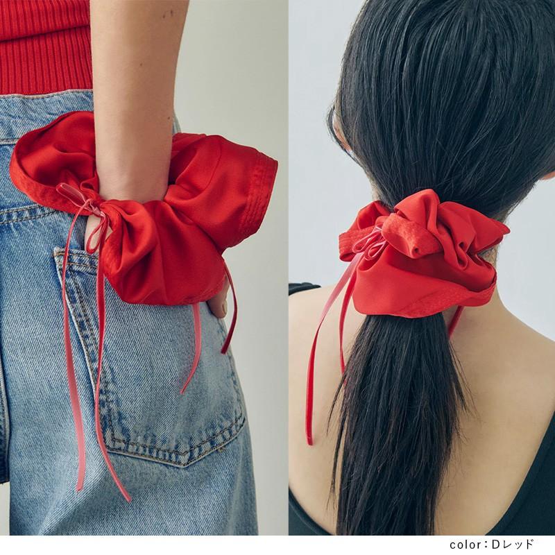 リボン ハング ビッグ シュシュ GOLDY ゴールディ 6240201 goldy  ヘアアクセサリー レディース ヘアゴム リボン サテン ピンク アイボリー ブラック レッド | GOLDY | 13