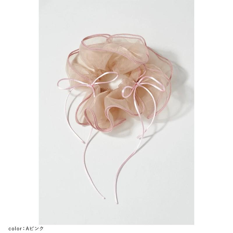 リボン ハング チュール ビッグ シュシュ GOLDY ゴールディ 6240402 goldy ヘアアクセサリー レディース ヘアゴム リボン 大きいシュシュ goldy シアーシュシュ | GOLDY | 15