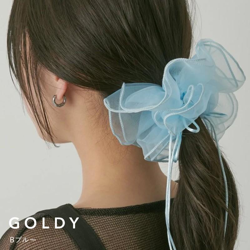 リボン ハング チュール ビッグ シュシュ GOLDY ゴールディ 6240402 goldy ヘアアクセサリー レディース ヘアゴム リボン 大きいシュシュ goldy シアーシュシュ | GOLDY | 02