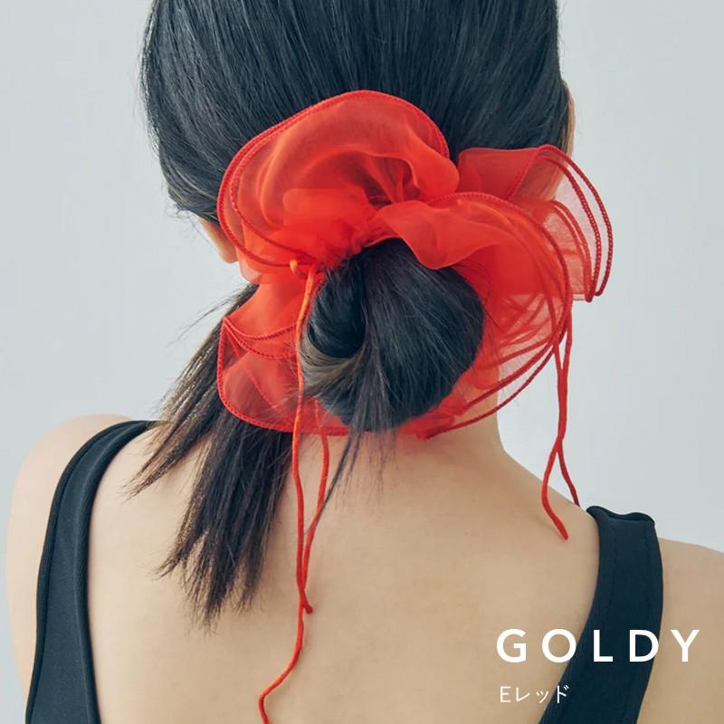 リボン ハング チュール ビッグ シュシュ GOLDY ゴールディ 6240402 goldy ヘアアクセサリー レディース ヘアゴム リボン 大きいシュシュ goldy シアーシュシュ | GOLDY | 05