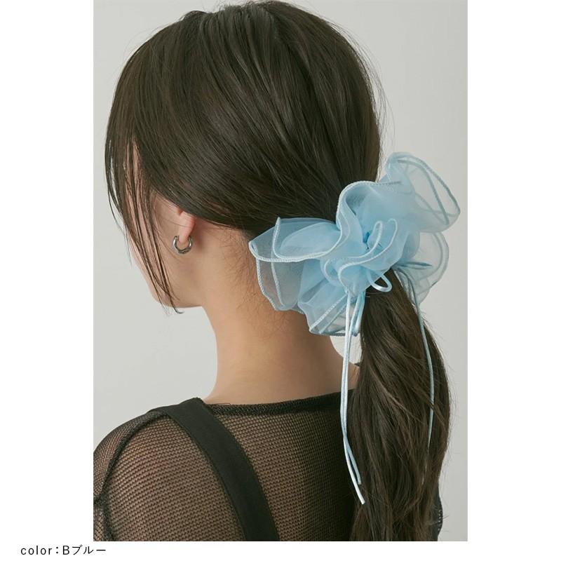 リボン ハング チュール ビッグ シュシュ GOLDY ゴールディ 6240402 goldy ヘアアクセサリー レディース ヘアゴム リボン 大きいシュシュ goldy シアーシュシュ | GOLDY | 13