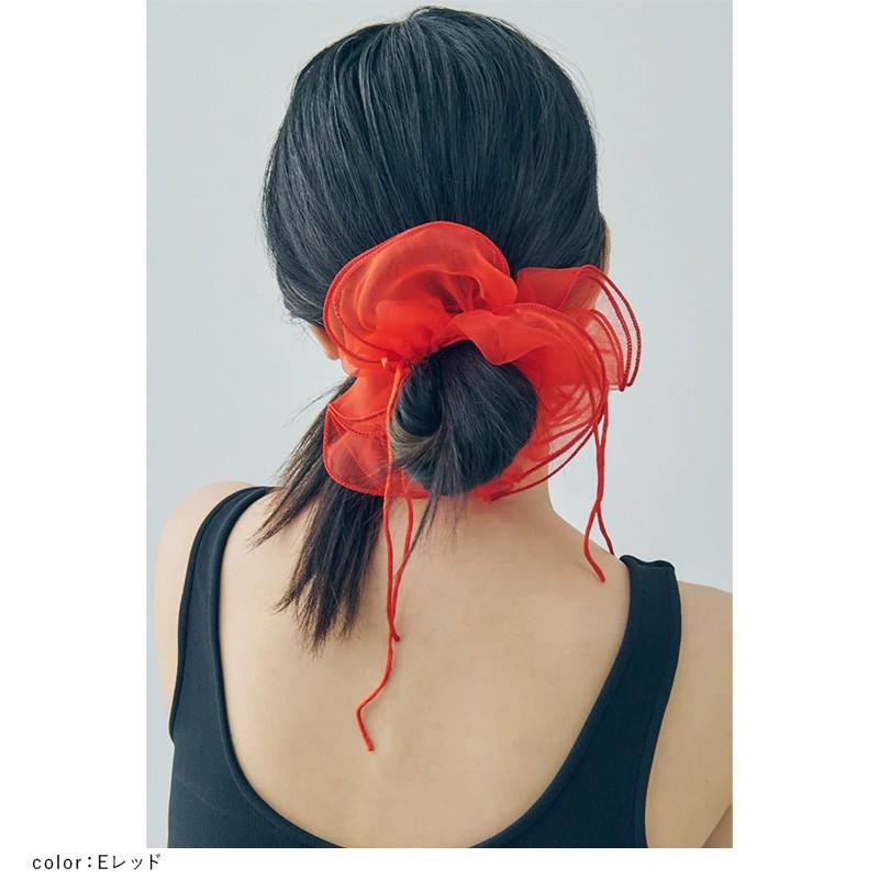 リボン ハング チュール ビッグ シュシュ GOLDY ゴールディ 6240402 goldy ヘアアクセサリー レディース ヘアゴム リボン 大きいシュシュ goldy シアーシュシュ | GOLDY | 14