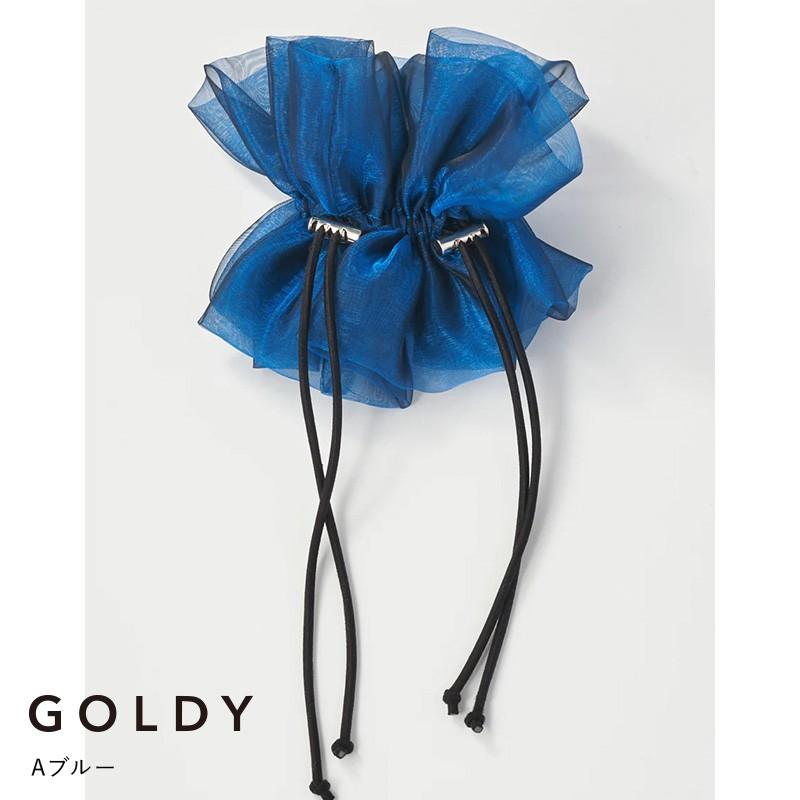 【即納】ドローストリング シアー シュシュ GOLDY ゴールディ 6240503 goldy ヘアアクセサリー レディース ヘアゴム ブルー グリーン グレー ホワイト ブラック | GOLDY | 01