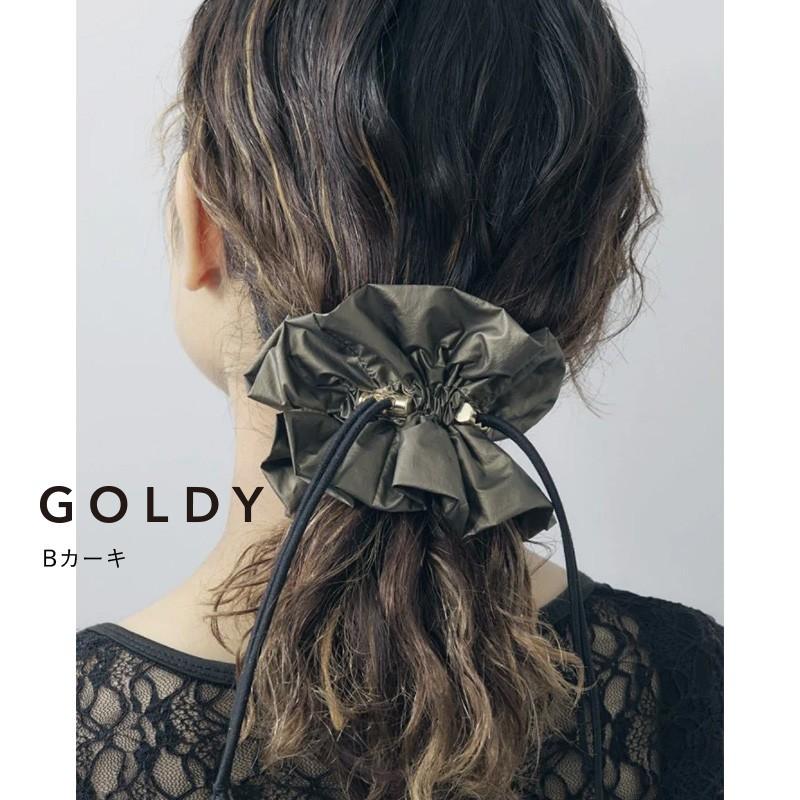 ドローストリング メタリック シュシュ GOLDY ゴールディ 6240750 goldy ヘアアクセサリー レディース ブルー カーキ ホワイト シルバー ブラック グレー | GOLDY | 02