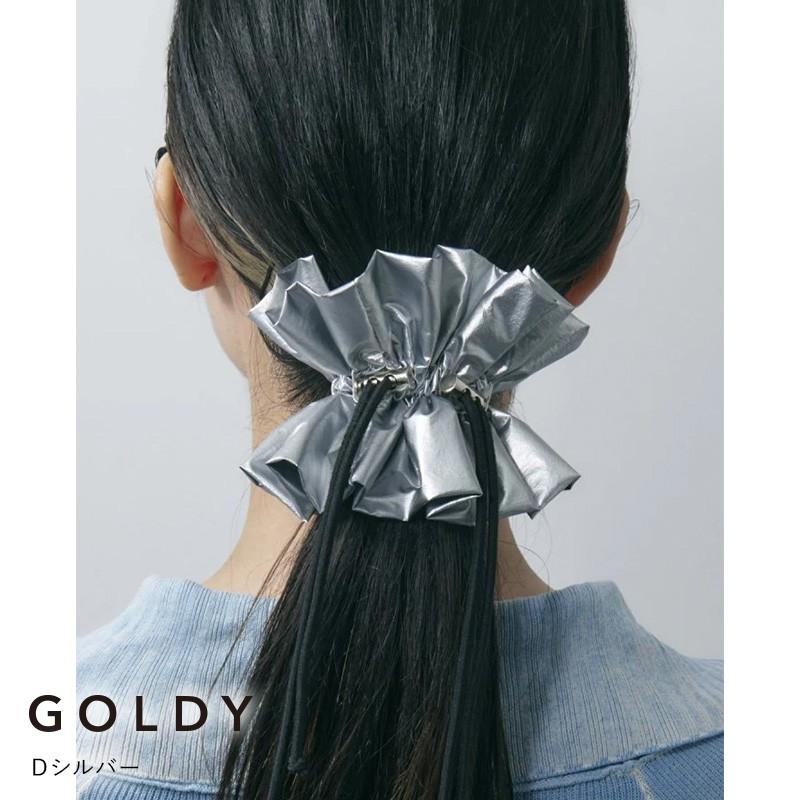 ドローストリング メタリック シュシュ GOLDY ゴールディ 6240750 goldy ヘアアクセサリー レディース ブルー カーキ ホワイト シルバー ブラック グレー | GOLDY | 04