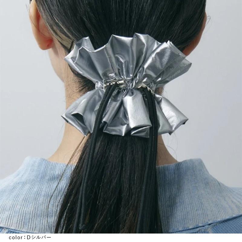ドローストリング メタリック シュシュ GOLDY ゴールディ 6240750 goldy ヘアアクセサリー レディース ブルー カーキ ホワイト シルバー ブラック グレー | GOLDY | 12