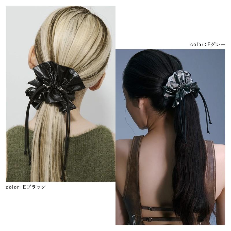 ドローストリング メタリック シュシュ GOLDY ゴールディ 6240750 goldy ヘアアクセサリー レディース ブルー カーキ ホワイト シルバー ブラック グレー | GOLDY | 13