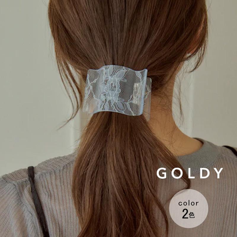 ワイド ウェーブ アセチ レース ヘアー クリップ GOLDY ゴールディ 6250205 goldy ヘアアクセサリー レディース ヘアアクセ ライトブルー ブラック | GOLDY