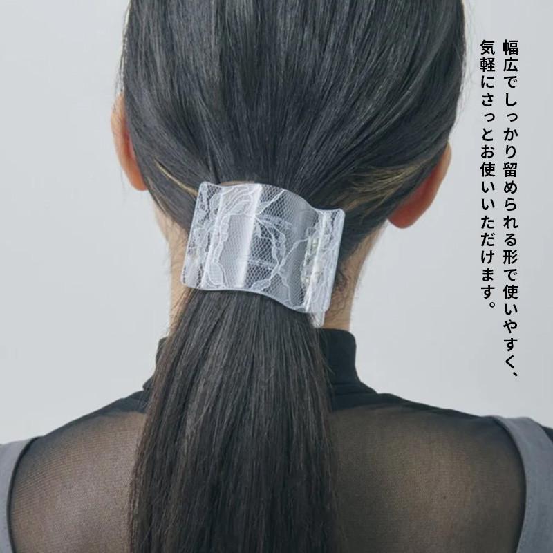 ワイド ウェーブ アセチ レース ヘアー クリップ GOLDY ゴールディ 6250205 goldy ヘアアクセサリー レディース ヘアアクセ ライトブルー ブラック | GOLDY | 08