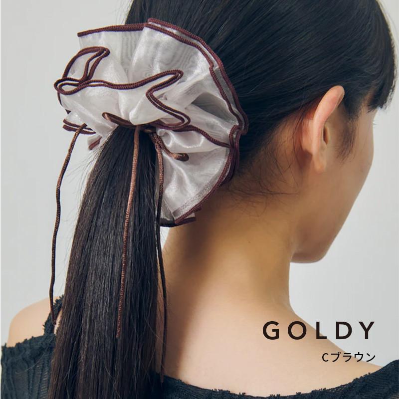 リボン ハング パイピング シュシュ GOLDY ゴールディ 6250207 goldy ヘアアクセサリー レディース ヘアゴム レッド ベージュ ブラウン オフホワイト ブラック | GOLDY | 03