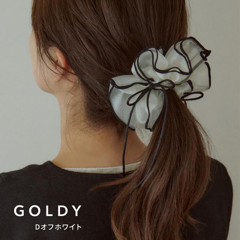 リボン ハング パイピング シュシュ GOLDY ゴールディ 6250207 goldy ヘアアクセサリー レディース ヘアゴム レッド ベージュ ブラウン オフホワイト ブラック | GOLDY | 04