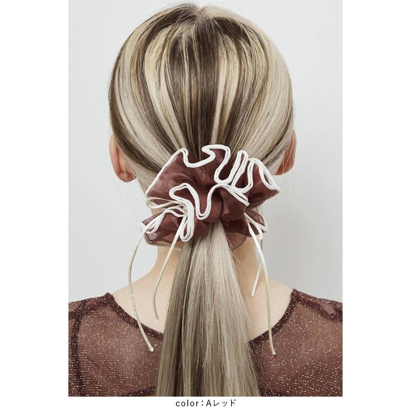 リボン ハング パイピング シュシュ GOLDY ゴールディ 6250207 goldy ヘアアクセサリー レディース ヘアゴム レッド ベージュ ブラウン オフホワイト ブラック | GOLDY | 07