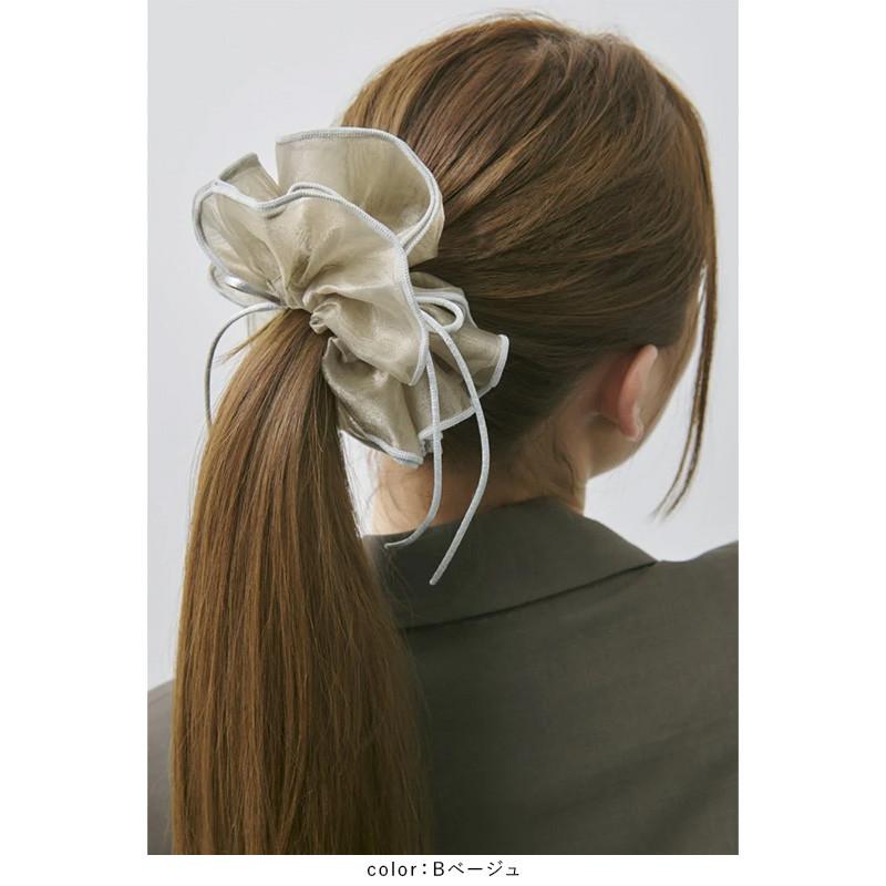 リボン ハング パイピング シュシュ GOLDY ゴールディ 6250207 goldy ヘアアクセサリー レディース ヘアゴム レッド ベージュ ブラウン オフホワイト ブラック | GOLDY | 08