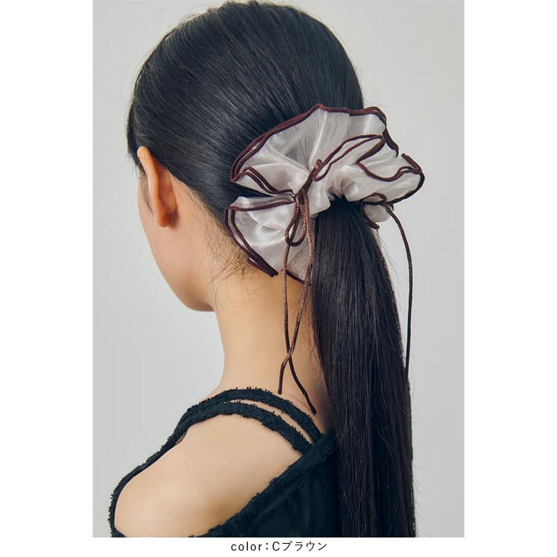 リボン ハング パイピング シュシュ GOLDY ゴールディ 6250207 goldy ヘアアクセサリー レディース ヘアゴム レッド ベージュ ブラウン オフホワイト ブラック | GOLDY | 09