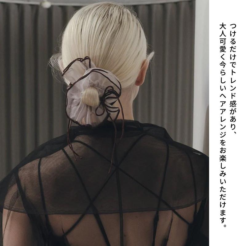 リボン ハング パイピング シュシュ GOLDY ゴールディ 6250207 goldy ヘアアクセサリー レディース ヘアゴム レッド ベージュ ブラウン オフホワイト ブラック | GOLDY | 12