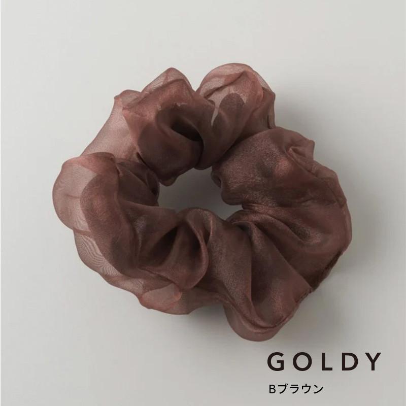 サテン × チュール レイヤード シュシュ GOLDY ゴールディ 6250508 goldy ヘアアクセサリー レディース ヘアゴム シアー アイボリー ブラウン グレー ブラック | GOLDY | 02
