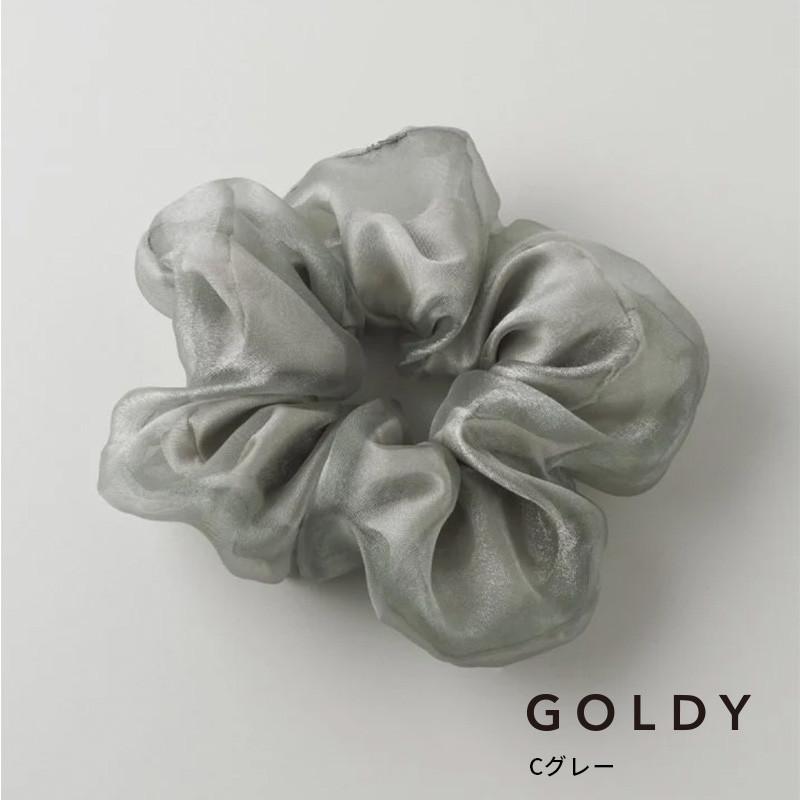 サテン × チュール レイヤード シュシュ GOLDY ゴールディ 6250508 goldy ヘアアクセサリー レディース ヘアゴム シアー アイボリー ブラウン グレー ブラック | GOLDY | 03