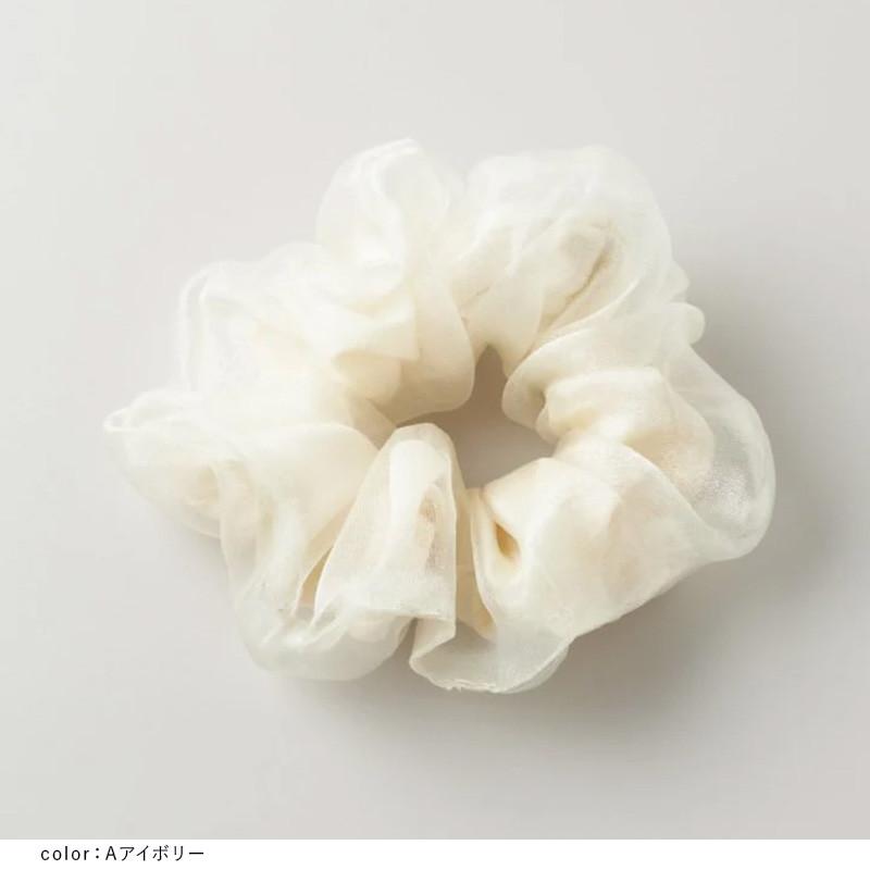 サテン × チュール レイヤード シュシュ GOLDY ゴールディ 6250508 goldy ヘアアクセサリー レディース ヘアゴム シアー アイボリー ブラウン グレー ブラック | GOLDY | 08