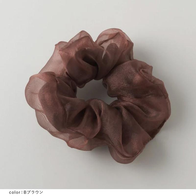 サテン × チュール レイヤード シュシュ GOLDY ゴールディ 6250508 goldy ヘアアクセサリー レディース ヘアゴム シアー アイボリー ブラウン グレー ブラック | GOLDY | 09