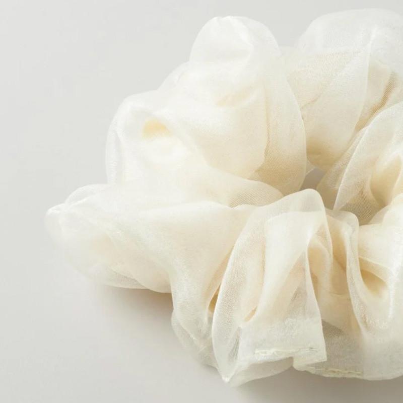 サテン × チュール レイヤード シュシュ GOLDY ゴールディ 6250508 goldy ヘアアクセサリー レディース ヘアゴム シアー アイボリー ブラウン グレー ブラック | GOLDY | 12