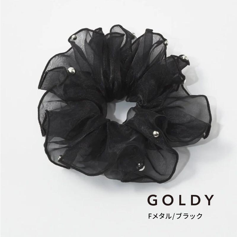 スフィアー シアー ビッグ シュシュ GOLDY ゴールディ 6250704 goldy ヘアアクセサリー レディース オーロラ ホワイト ブラック パール メタル goldy シュシュ | GOLDY | 06