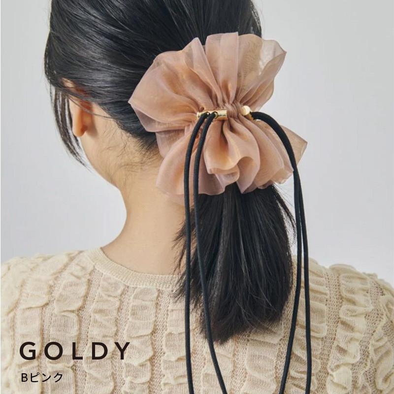 ドローストリング シアー シュシュ "2" GOLDY ゴールディ 6250751 goldy ヘアアクセサリー レディース ネイビー ピンク ピーチ ブラウン アイボリー パープル | GOLDY | 02