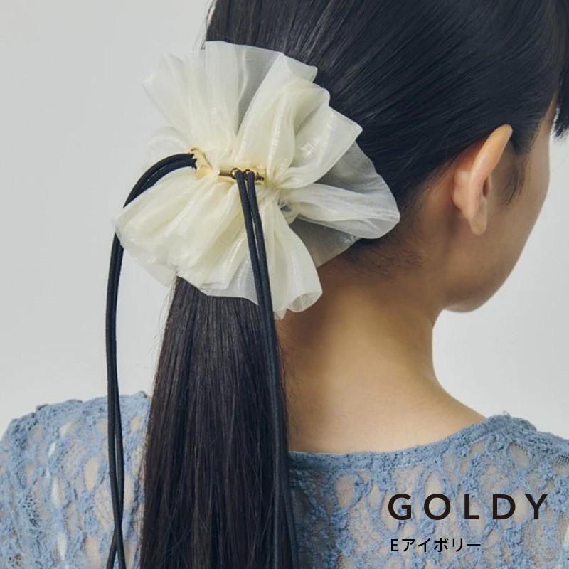 ドローストリング シアー シュシュ "2" GOLDY ゴールディ 6250751 goldy ヘアアクセサリー レディース ネイビー ピンク ピーチ ブラウン アイボリー パープル | GOLDY | 05