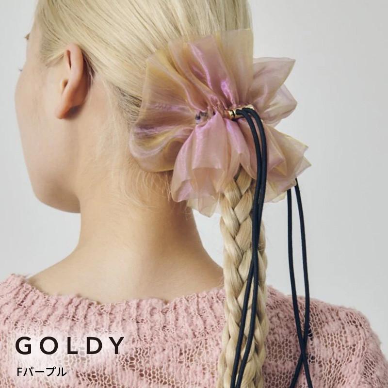 ドローストリング シアー シュシュ "2" GOLDY ゴールディ 6250751 goldy ヘアアクセサリー レディース ネイビー ピンク ピーチ ブラウン アイボリー パープル | GOLDY | 06