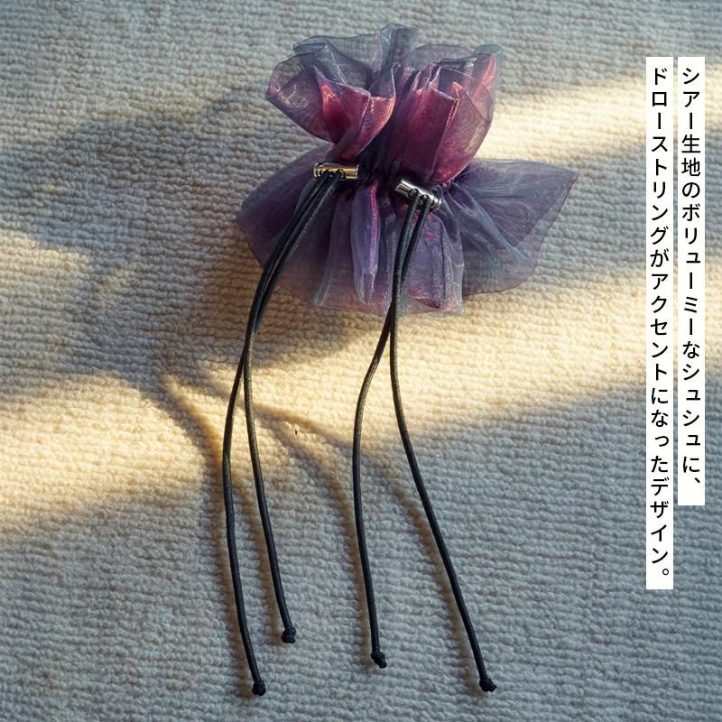 ドローストリング シアー シュシュ "2" GOLDY ゴールディ 6250751 goldy ヘアアクセサリー レディース ネイビー ピンク ピーチ ブラウン アイボリー パープル | GOLDY | 07
