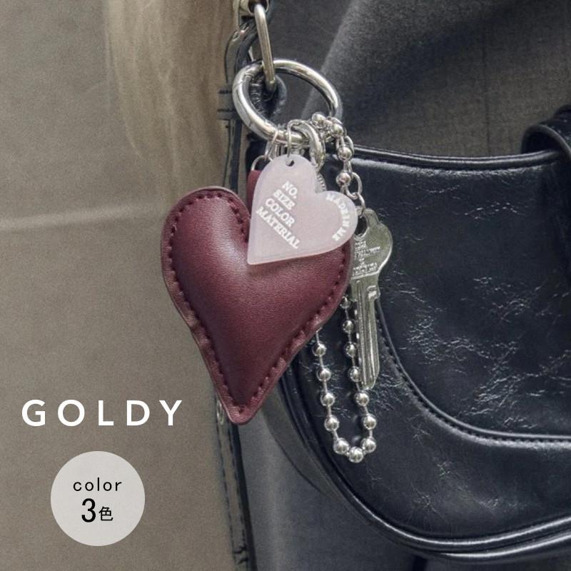 レザー タッチ ハート バッグ チャーム GOLDY ゴールディ 7251102 goldy アクセサリー レディース ハート型チャーム スライド レッド ブラウン ブラック | GOLDY