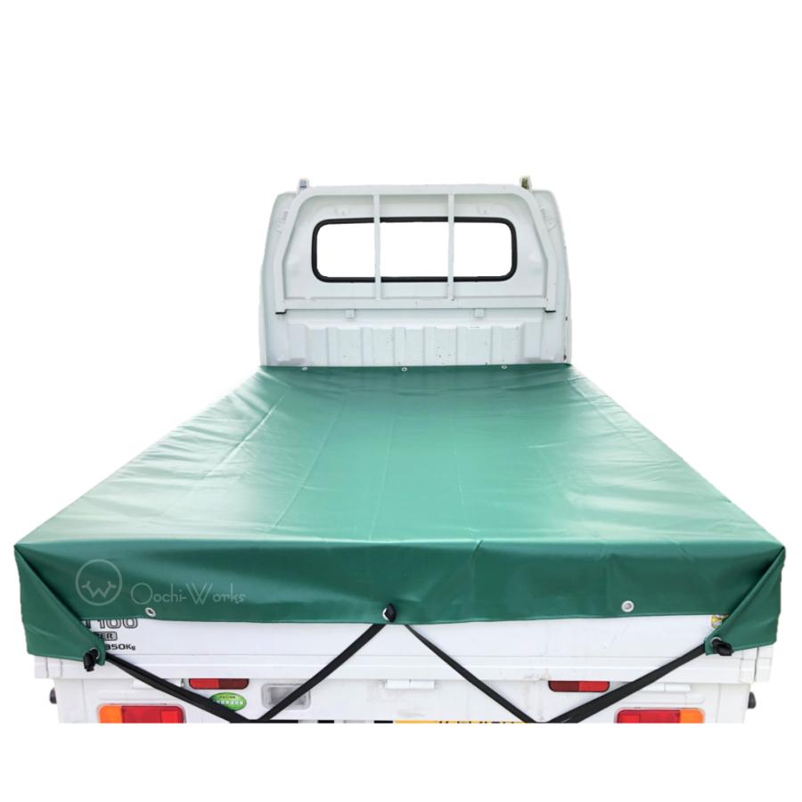 トラックシート グリーン 軽トラック 1号 1.9m×2.1m コードゴム4ｍ×2本付き 送料無料 軽トラシート エステル帆布 荷台シート |  | 05